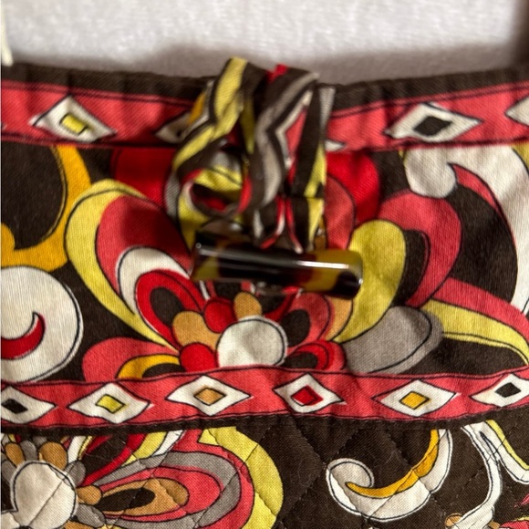 Vera Bradley Puccini Toggle Tote Quilted Floral Shoulder Bag Retired Brown Red - Picture 5 of 5
